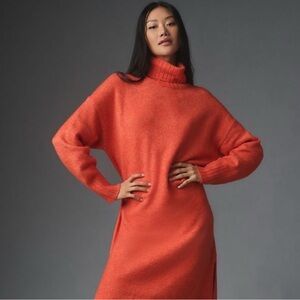 Daily Practice Karigan Midi Sweater Dress: Turtleneck Edition in Tangerine